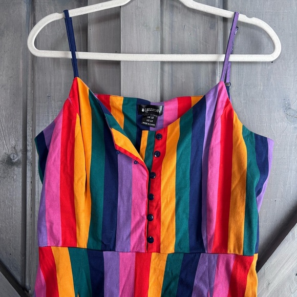 ModCloth Bright and Beautiful Colorful Striped Mid Dress Size US 14 - Picture 3 of 9
